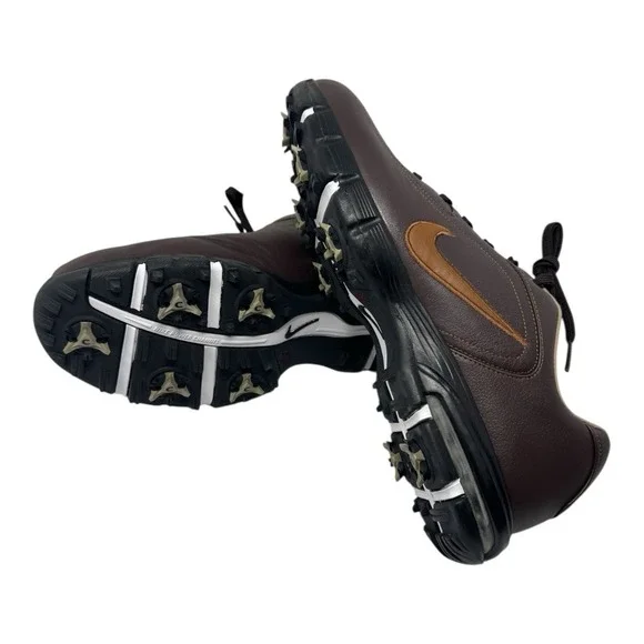 Nike 🔥Air Max Revive‎ Mens ⛳️Brown Leather Golf Shoes Size 11Spikes
